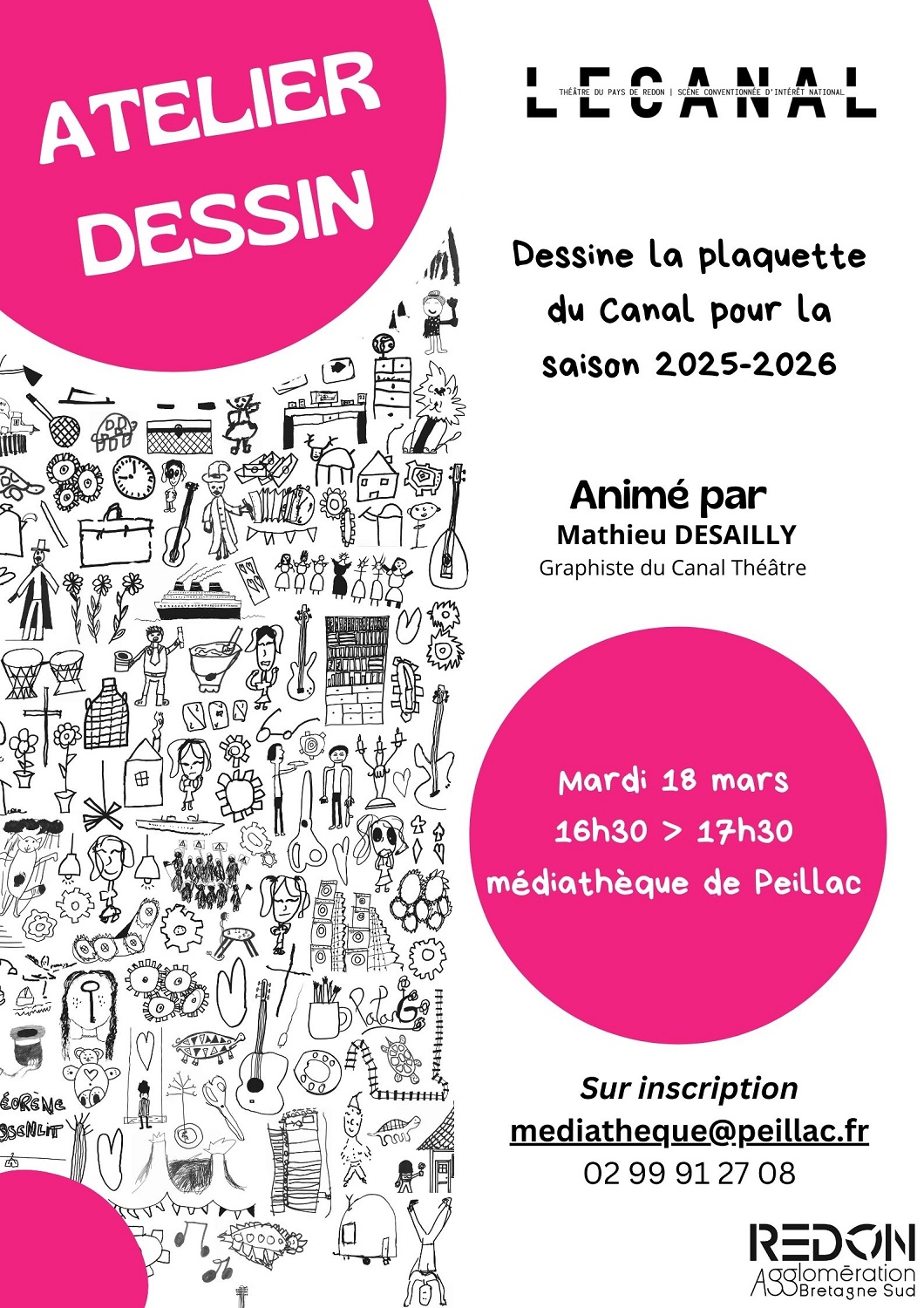 AFFICHE ATELIER DESSIN MEDIATHEQUE DE PEILLAC 18032025