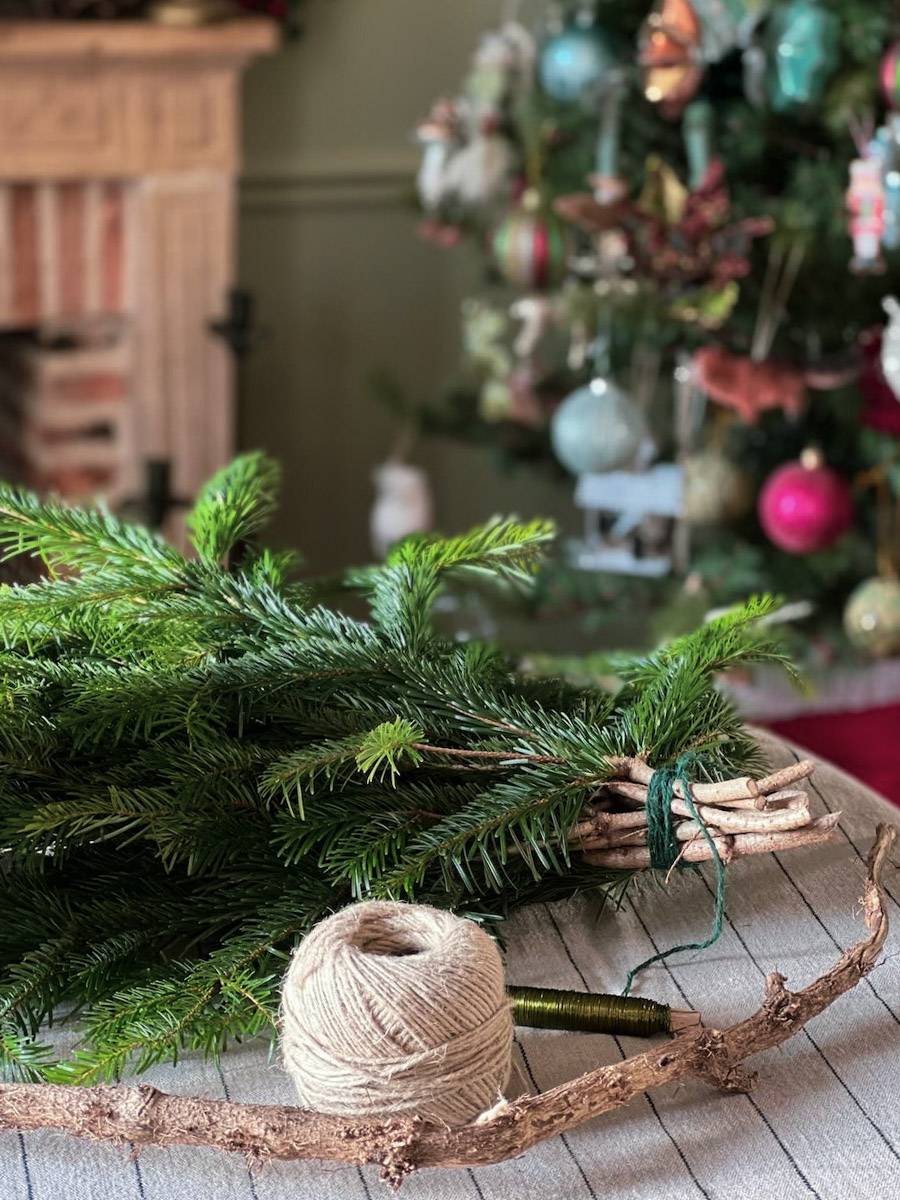 tutoriel centre de table de Noel guirlande Christmas garland centerpiece 01